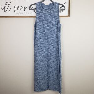 Synergy Organic Clothing Sleeveless Side Slit Maxi Dress Blue Women's Size Med